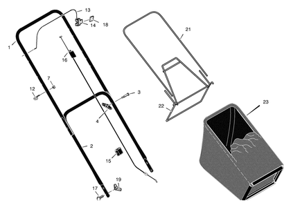 Handle And Bag Assembly Diagram and Parts List for 223310X8A 2004 Briggs and Stratton Lawn Mower